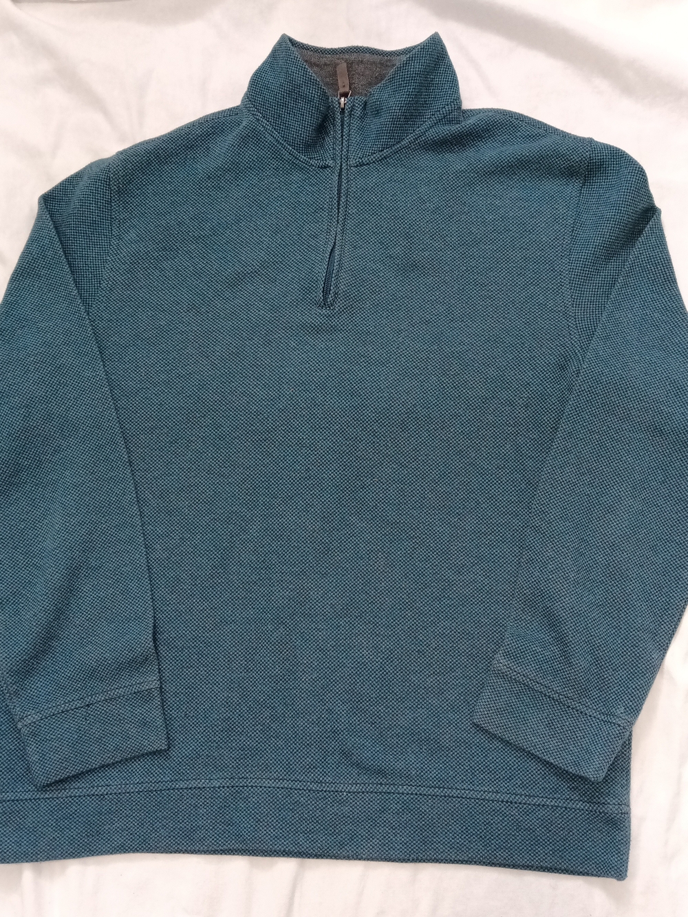 Tasso Elba Teal Quarter Zip Large Mock Neck Sweater Cotton/Polyester